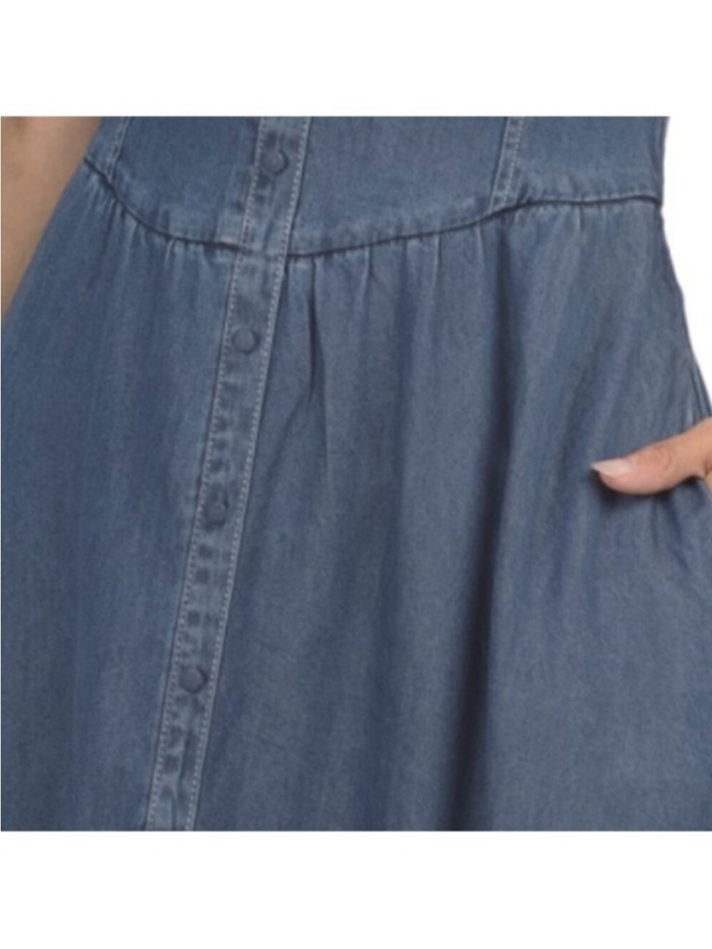 MOON RIVER Indigo Denim Maxi Dress with Pockets - Picture 3 of 8
